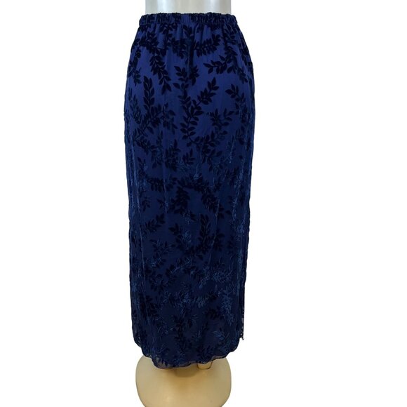 Sara Mique Three-Piece Set Women's Blue Velvet Leaf Patterned Size L - Picture 9 of 16